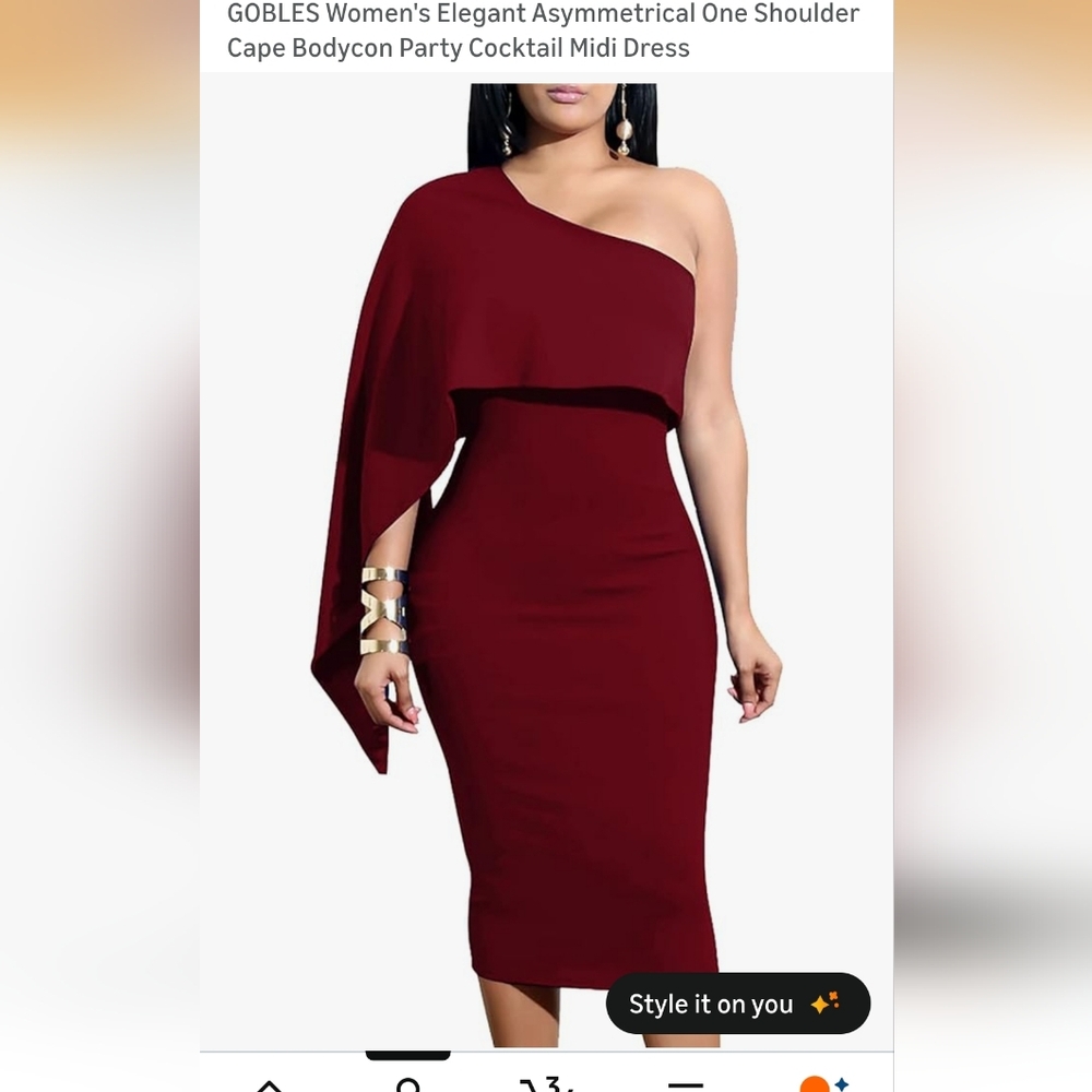 GOBLES Women's Elegant Asymmetrical One Shoulder Cape Bodycon Party Cocktail Mid